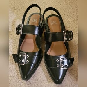 Wild Fable - Women's Peyton Double Buckle Slingback Flats with  Black